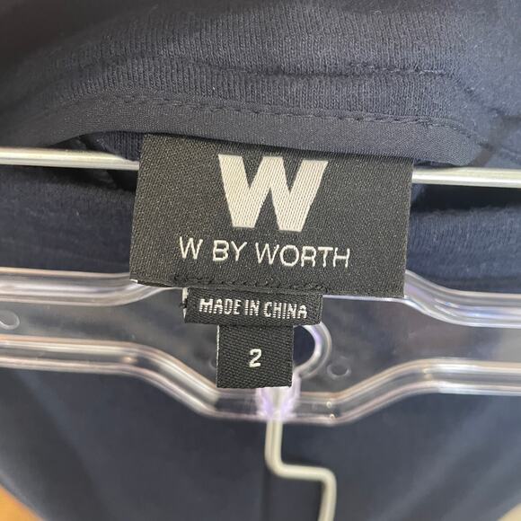 W by Worth Flare Pants Slit Leg w/ Side Buttons Navy Blue Nautical 2 - Picture 4 of 6